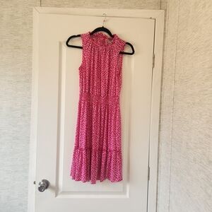 Enfocus Studio Pink Polka Dot Midi Dress 6 Euc